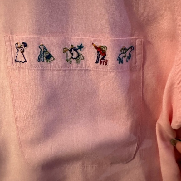 Chico's 100% Silk Pink Embroidered Chic Collared Button-Up Shirt Pearl Buttons - Picture 4 of 15